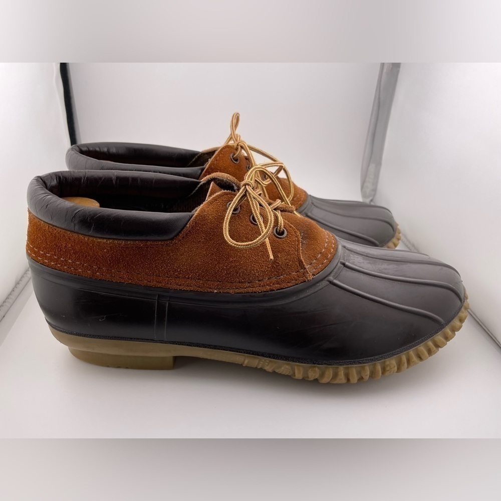 LaCrosse Men’s Brown Leather 3 Eye Duck Shoes Low Rain Muck Steel Shank Size 11  - Picture 3 of 13